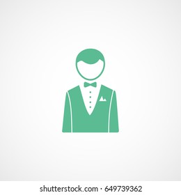 Wedding Groom Green Flat Icon On White Background