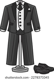 Wedding Groom Suit Cartoon Colored Clipart 