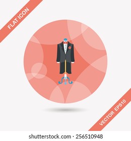 wedding groom suit flat icon with long shadow,eps10