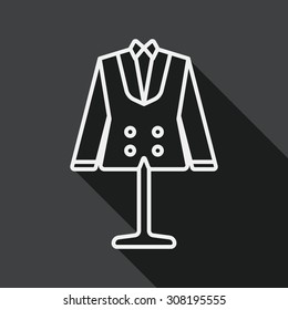 wedding groom suit flat icon with long shadow, line icon