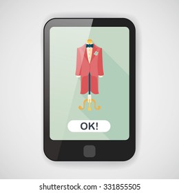 wedding groom suit flat icon with long shadow,eps10