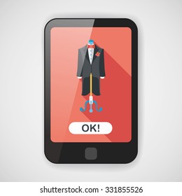 wedding groom suit flat icon with long shadow,eps10