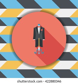wedding groom suit flat icon with long shadow,eps10
