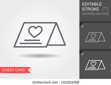 Wedding guest card. Line icon with editable stroke. Linear wedding symbol