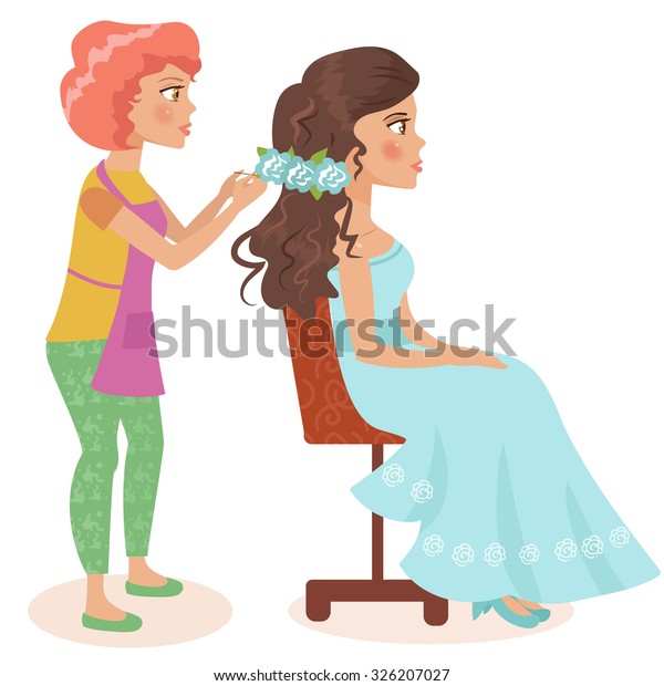 Wedding Hairdresser Vector Illustration Cartoon Character Stock