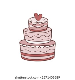 wedding hand draw cake with heart decoration for a special celebration