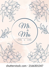 Wedding Hand drawn flowers background