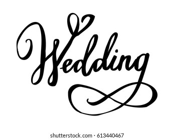 Wedding hand lettering text. Calligraphy inscription for greeting cards, invitations. Vector brush calligraphy