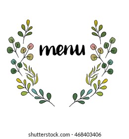 Wedding Hand Lettering Word Menu Leaves Stock Vector (Royalty Free ...