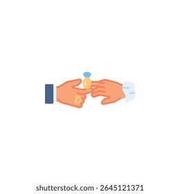Ícone de vetor de gesto de anel de mão de casamento. Gesto de mão ícone plano estilo. perfeito uso para logotipo, apresentação, site, e muito mais.