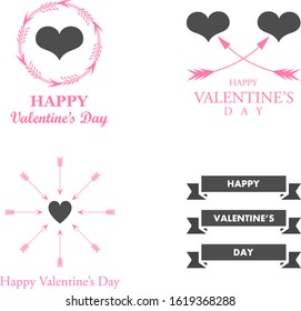 Wedding And Happy Valentine's Day Logo - Isolated On White Background - Vector. Valentine's Day Logo Collection For Love Icon, Heart Design And Wedding Logo.  Modern Happy Valentine's Day Text