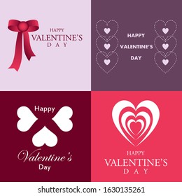 Wedding And Happy Valentine's Day Logo - Isolated On Background - Vector. Valentine's Day Logo Collection For Love Icon, Heart Design And Wedding Logo.  Modern Happy Valentine's Day Text