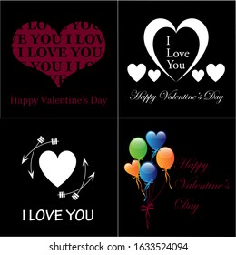 Wedding And Happy Valentine's Day Logo - Isolated On Background - Vector. Valentine's Day Logo Collection For Love Icon, Heart Design And Wedding Logo.  Modern Happy Valentine's Day Text