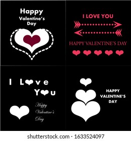 Wedding And Happy Valentine's Day Logo - Isolated On Background - Vector. Valentine's Day Logo Collection For Love Icon, Heart Design And Wedding Logo.  Modern Happy Valentine's Day Text