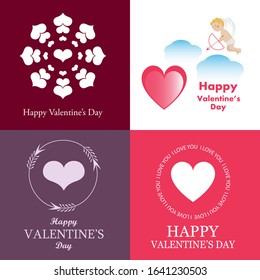 Wedding And Happy Valentine's Day Logo - Isolated On Background - Vector. Valentine's Day Logo Collection For Love Icon, Heart Design And Wedding Logo.  Modern Happy Valentine's Day Text