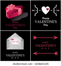 Wedding And Happy Valentine's Day Logo - Isolated On Background - Vector. Valentine's Day Logo Collection For Love Icon, Heart Design And Wedding Logo.  Modern Happy Valentine's Day Text