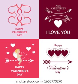 Wedding And Happy Valentine's Day Logo - Isolated On Background - Vector. 