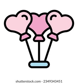 Wedding heart balloon icon outline vector. Event service. Ceremony party color flat