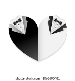 Wedding heart card decoration black and white combination - gay couple