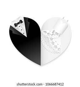 Wedding heart card paper cut decoration black white combination