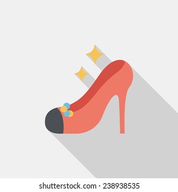 Wedding high-heeled shoes flat icon with long shadow,eps10