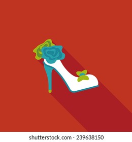 Wedding high-heeled shoes flat icon with long shadow,eps10