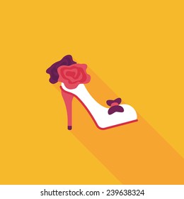 Wedding high-heeled shoes flat icon with long shadow,eps10