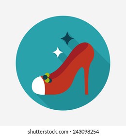 Wedding high-heeled shoes flat icon with long shadow, eps10