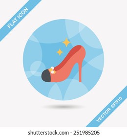 Wedding high-heeled shoes flat icon with long shadow,eps10