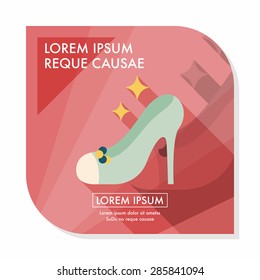 Wedding high-heeled shoes flat icon with long shadow,eps10