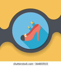 Wedding high-heeled shoes flat icon with long shadow,eps10