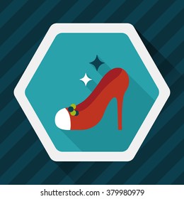 Wedding high-heeled shoes flat icon with long shadow,eps10