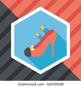 Wedding high-heeled shoes flat icon with long shadow,eps10