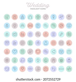 Wedding highlight cover social media icons isolated on white background. Set of social media icons modern, simple, vectors for website design or mobile app. Vector Illustration