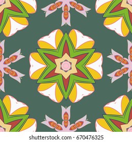 Wedding, holiday card. Vintage vector decorative ornament. Ethnic texture. East, Islam, Indian, motifs. Arabic Mandala pattern on colorful background. Colored. Orient, symmetry lace, fabric.
