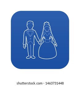 Wedding icon blue vector isolated on white background