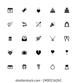 Wedding Icon Collection. Pixel Perfect Party and Celebration Duotone Style 2D Icon