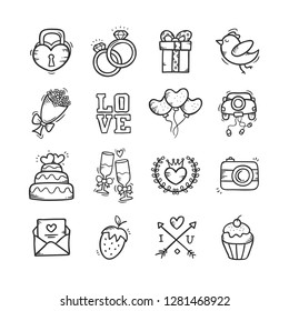 Wedding Icon Hand Drawn Doodle in Vector