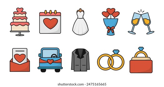 Wedding Icon Illustration Set Collection