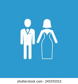 wedding icon, isolated, white on the blue background. Exclusive Symbols 