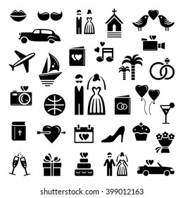 Wedding icon kit. Vector illustration