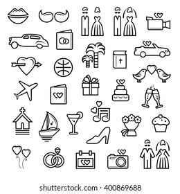 Wedding icon kit. Vector illustration