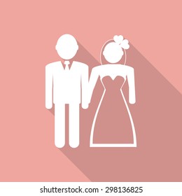 wedding icon with long shadow.