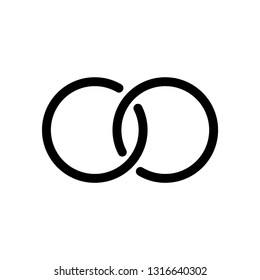 Wedding icon. Wedding rings black icon. Wedding symbol, vector illustration