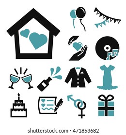 wedding icon set