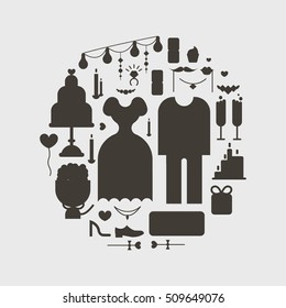 wedding icon set