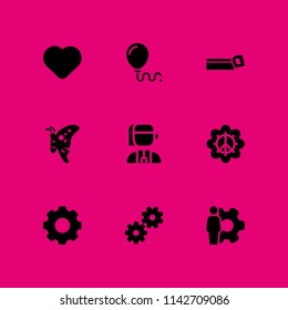 wedding icon set. balloon, heart and butterfly vector icon for graphic design and web