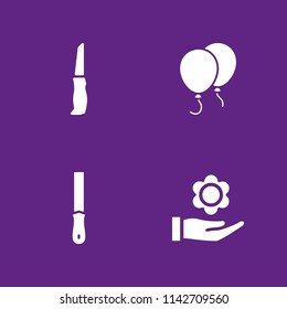 wedding icon set. balloons, flower and cut vector icon for graphic design and web