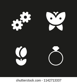 wedding icon set. butterfly, settings and tulip vector icon for graphic design and web