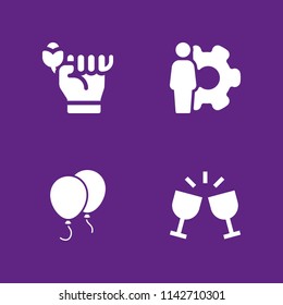 wedding icon set. celebration, rose and balloons vector icon for graphic design and web